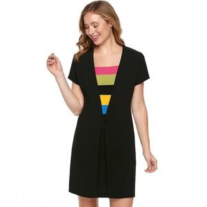 VTG Julian Taylor New York Dress 10 Black Shift LBD Colorblock Modern Classic